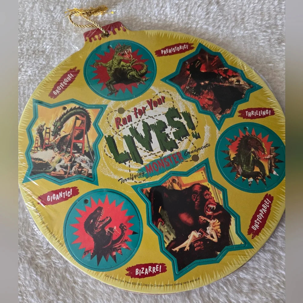 Blue Q Deluxe Die-Cut Terrifying Monsters Tree Ornaments Melinda Beck Art NIP